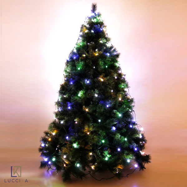 Luccika Home mantello a rete con 288 luci a Led Multicolore per albero di Natale con 8 giochi di luce e memoria per uso interno ed esterno