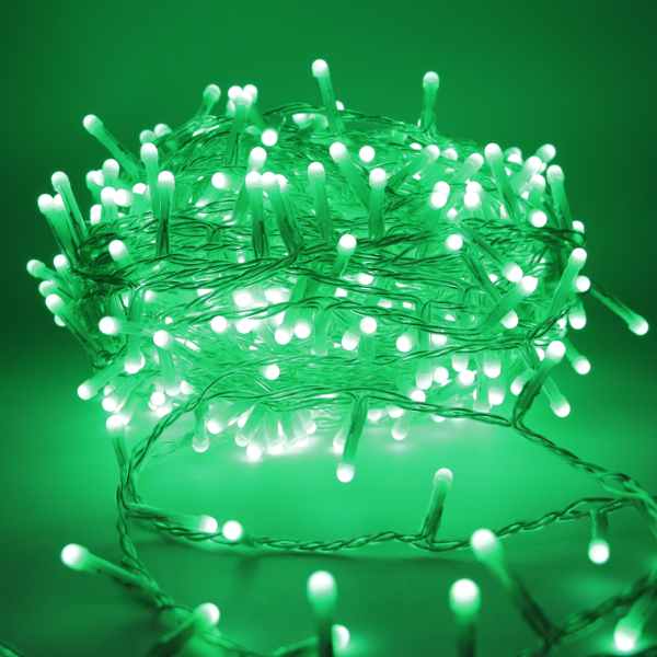 Luccika Home stringa luminosa catena serie di luci per albero di Natale luminosità 360° cavo trasparente 15 mt con 300 led verde con 8 giochi di luce e memoria per uso esterno interno