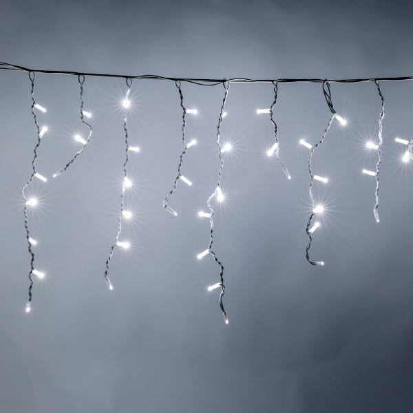 Luccika stalattiti tenda a pioggia 5 metri con 200 luci di Natale a Maxi Led Bianco Ghiaccio con flash Bianco Ghiaccio per esterno e interno