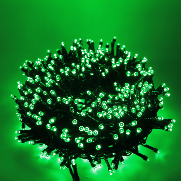 Luccika Home stringa catena 9 mt serie da 180 luci per albero di Natale a led verde 31V cavo verde con 8 giochi di luce e memoria IP44 per uso esterno interno