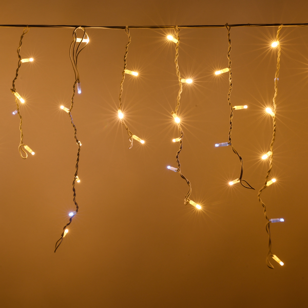 Luccika stalattiti tenda a pioggia 3 metri con 120 luci di Natale a Maxi Led Bianco Caldo con flash Bianco Ghiaccio per esterno e interno