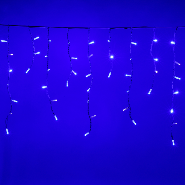 Luccika stalattiti tenda a pioggia 5 metri con 200 luci di Natale a Maxi Led Blu con flash Bianco Ghiaccio per esterno e interno