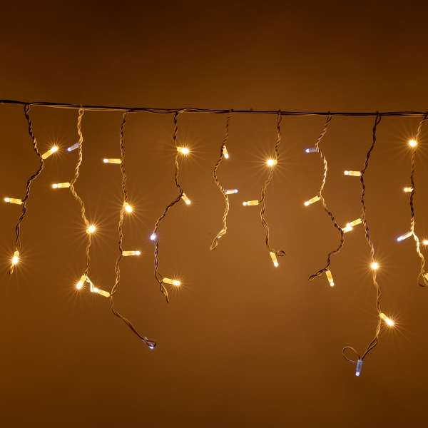 Luccika stalattiti tenda a pioggia 5x0,5 metri con 190 luci di Natale a Maxi Led Bianco Caldo con flash Bianco Ghiaccio per esterno e interno