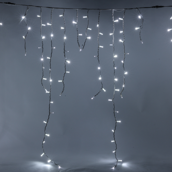 Luccika Professional Line stalattiti tenda a pioggia 4x1,5 metri con 304 luci di Natale a Maxi Led Bianco Ghiaccio con flash Bianco Ghiaccio per esterno e interno