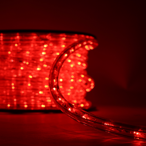 Tubo luminoso di Natale a led Professionale da 50 metri rosso tagliabile con cavo e spina luce costante IP67
