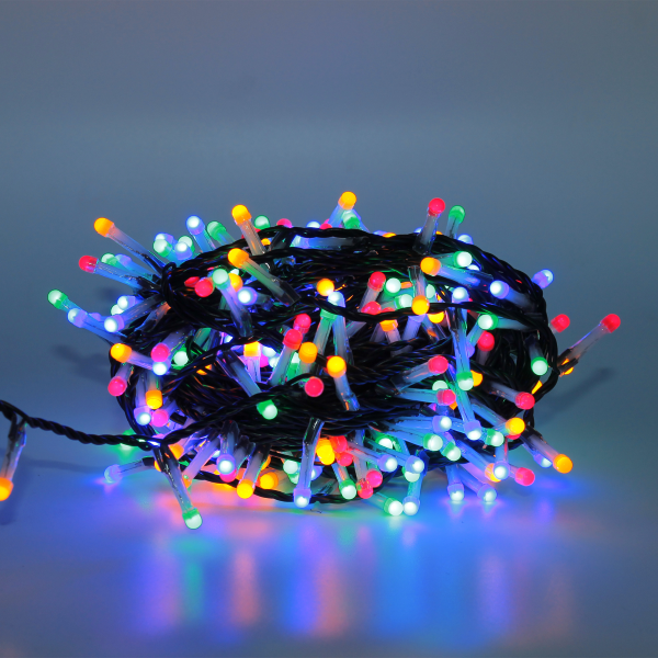 Luccika Home stringa luminosa catena serie di luci per albero di Natale luminosità 360° cavo verde 15 mt con 300 led multicolore con 8 giochi di luce e memoria per uso esterno interno