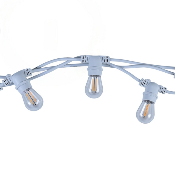 Luccika kit catenaria di luci 10 mt cavo bianco con 10 lampade bianco caldo incluse catena luminosa da esterno IP54