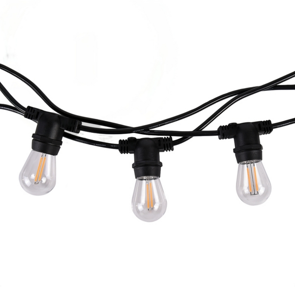 Luccika kit catenaria di luci 10 mt cavo nero con 10 lampade bianco caldo incluse catena luminosa da esterno IP54