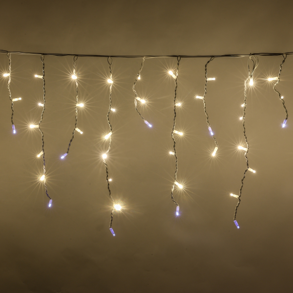 Luccika stalattiti tenda a pioggia 5 metri con 200 luci di Natale a Maxi Led Giallo con flash Bianco freddo ultimo led per esterno e interno